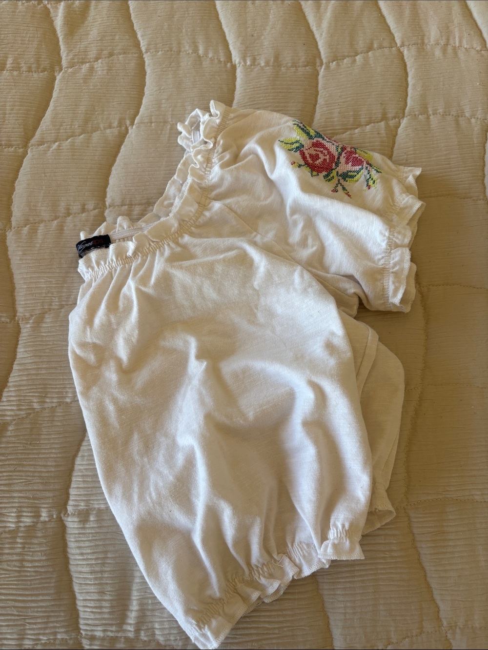 White Girls' Floral Embroidered Bubble Shorts - Brand Not Specified